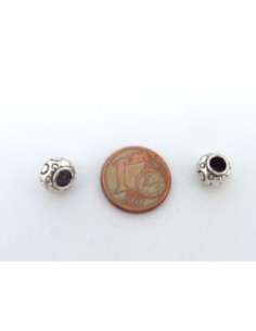 Perles ronde toupie 8mm à gros trou en métal argenté 2