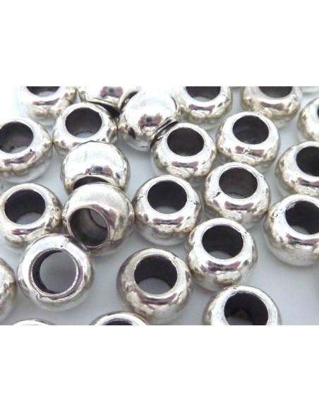 Perle ronde lisse 8mm en métal argenté