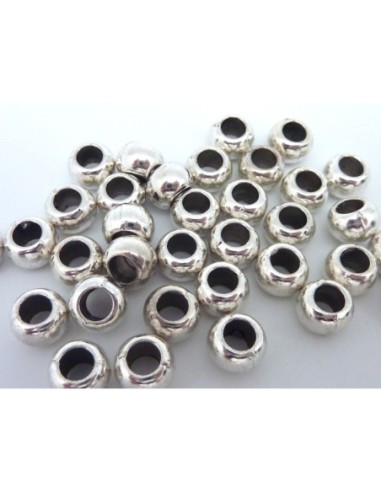 Perle ronde lisse en métal argenté pas chère