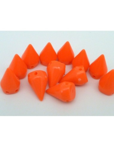 Perle orange fluo en forme de cone, pic, spike