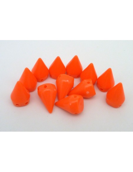 Perle orange fluo en forme de cone, pic, spike