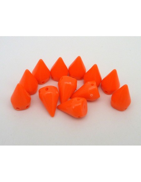 Perle orange fluo en forme de cone, pic, spike