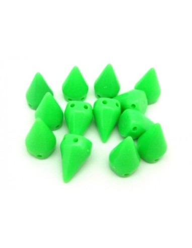 Perles à 2 trous clous spire vert fluo acrylique