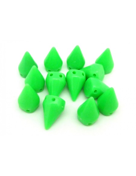 Perles à 2 trous clous spire vert fluo acrylique Perles à 2 trous clous spire vert fluo acrylique