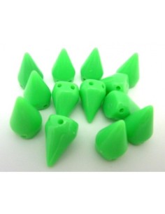 Perles à 2 trous clous spire vert fluo acrylique 2