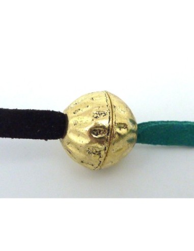 Fermoir aimanté rond 14,6mm gravé en métal doré pour cordon 3-3,5mm