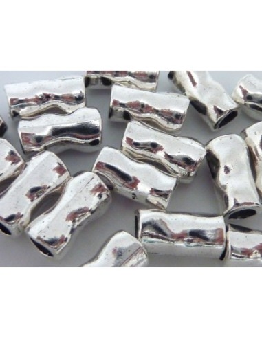 perle tube metal argente travaillé