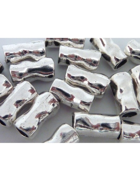 perle tube metal argente travaillé