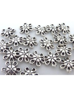 R-20 Perles connecteur fleur 9,2mm en métal argenté