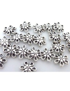 R-20 Perles connecteur fleur 9,2mm en métal argenté 2