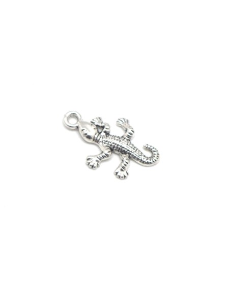 Breloques lézard, salamandre, gecko en métal argenté 25mm x 15mm