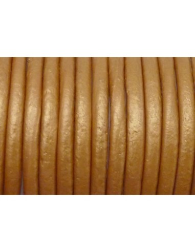 Cordon cuir 2,5mm marron doré orangé