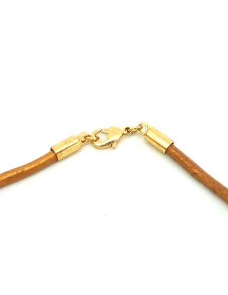 Cordon cuir 2,5mm marron doré orangé