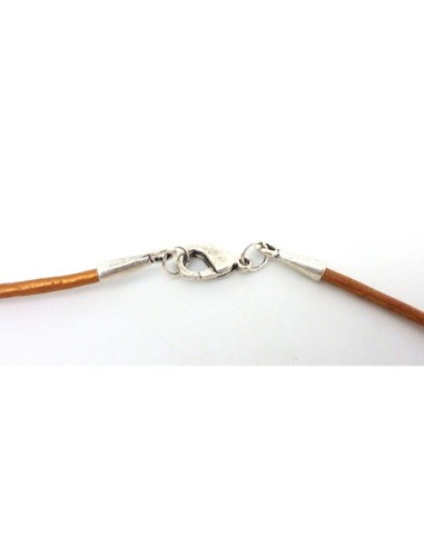 Cordon cuir 2,5mm marron doré orangé