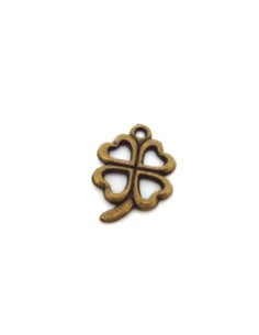 Breloque trèfle en métal de couleur bronze