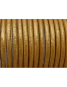 Cordon cuir marron doré 1,5mm