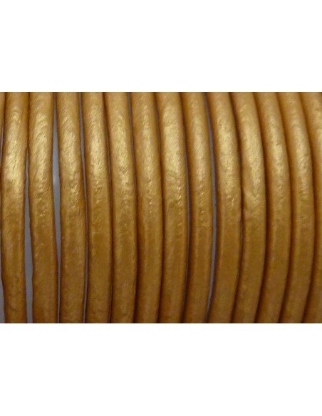 Cordon cuir marron doré 1,5mm