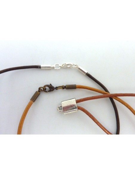 Cordon cuir rond marron doré 1,5mm