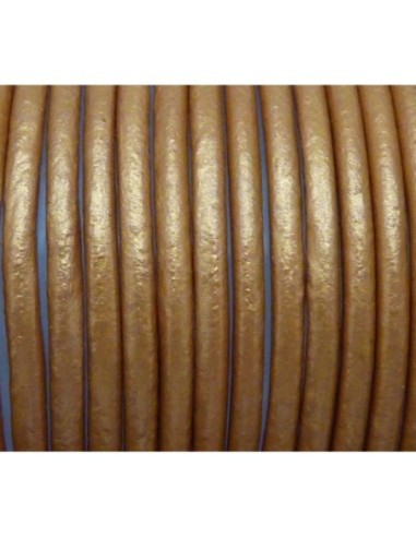 Cordon cuir marron doré 1,5mm