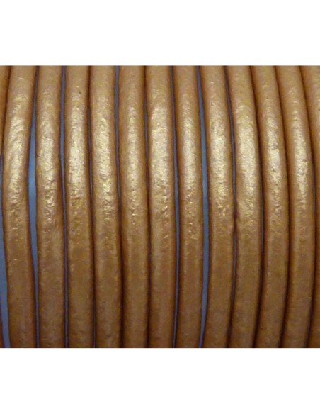 Cordon cuir marron doré 1,5mm