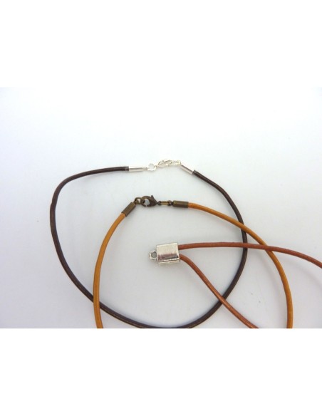 Cordon cuir marron doré 1,5mm