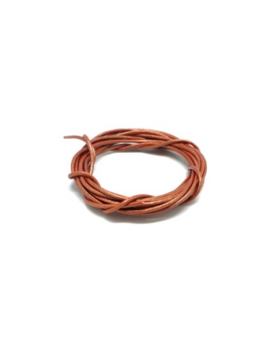 Cordon cuir 1,5mm marron cuivré pour création de bijoux