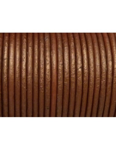 Cordon cuir rond 1,5mm marron cuivré