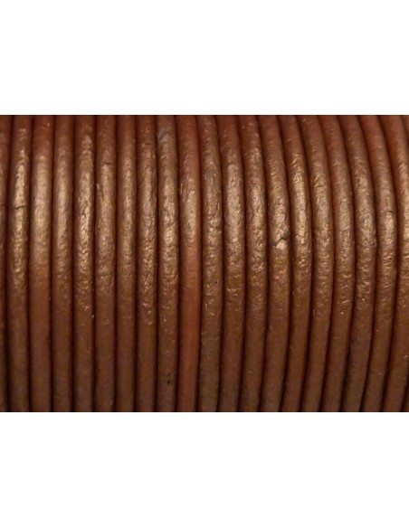 Cordon cuir rond 1,5mm marron cuivré