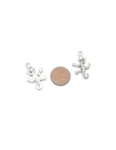 Breloques lézard, salamandre, gecko en métal argenté 25mm x 15mm 2