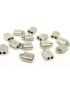 R-10 Embouts double pour cordon 1,5-2mm en métal argenté...