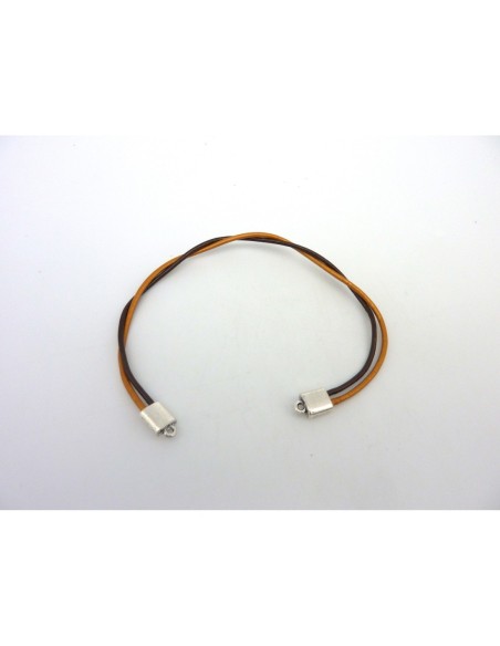 R-10 Embouts double pour cordon 1,5-2mm en métal argenté lisse