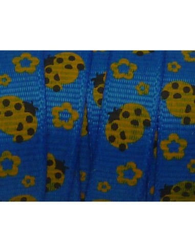 1m Ruban coccinelle orangé sur fond bleu roi...