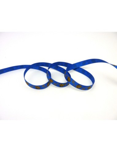 1m Ruban coccinelle orangé sur fond bleu roi...