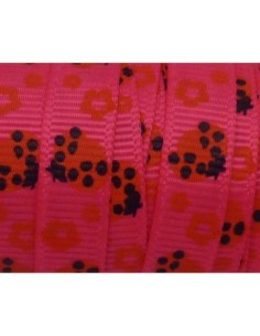 1m Ruban coccinelle rouge sur fond rose vif quasi fluo... 2