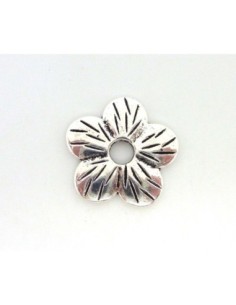 2 Connecteur fleur 5 pétales 22mm strié en métal argenté...