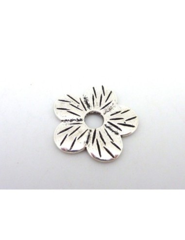 2 Connecteur fleur 5 pétales 22mm strié en...