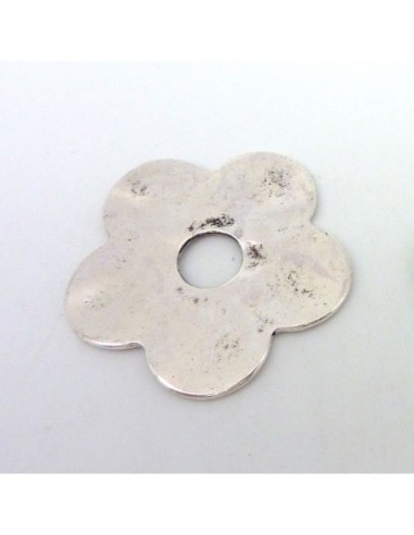 Perle connecteur fleur en métal argenté