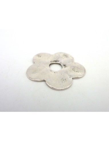 pendentif fleur connecteur en métal argenté