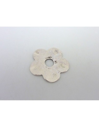 Perle connecteur fleur en métal argenté