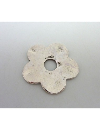 Perle connecteur fleur en métal argenté