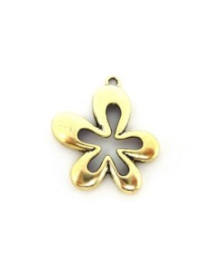 Pendentif fleur 5 pétales 32,6mm en métal doré pâle lisse