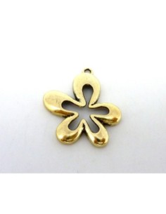 Pendentif fleur 5 pétales 32,6mm en métal doré pâle lisse 2