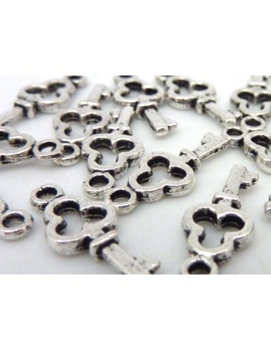 Lot de 100 Breloques clef 15,9mm en métal argenté