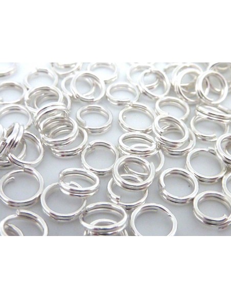 Anneaux de jonction double en métal argenté