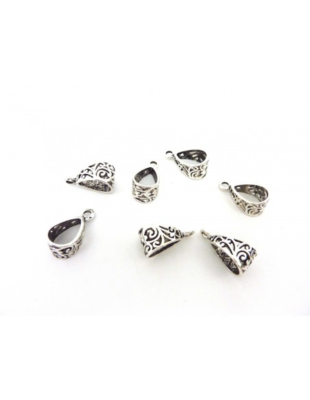 10 Perles support breloque 20mmx10mm, belière en métal argenté