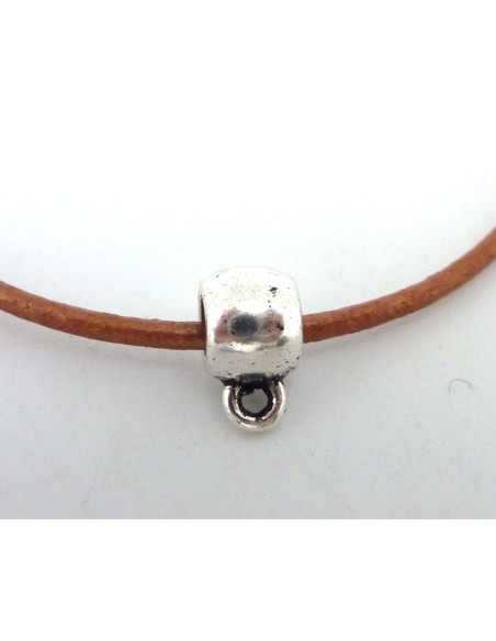 10 Perles support breloque 8,9mm, belière en métal argenté lisse