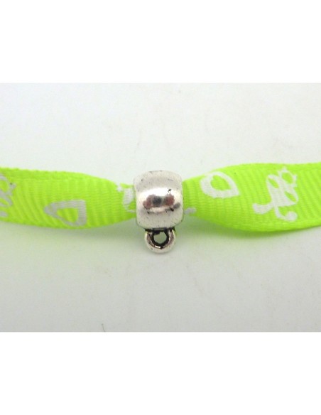 Perle support breloque 8,9mm en métal argenté lisse