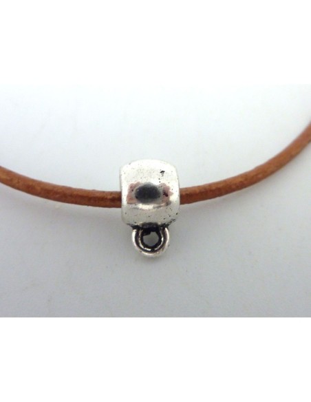 Perle support pendentif 8,9mm en métal argenté lisse