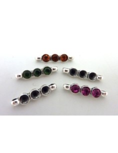 5 Perles connecteur rectangle, support 3 strass 19,9mm en... 2