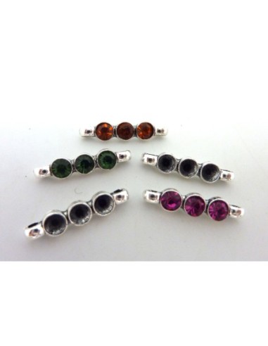 5 Perles connecteur rectangle, support 3 strass...
